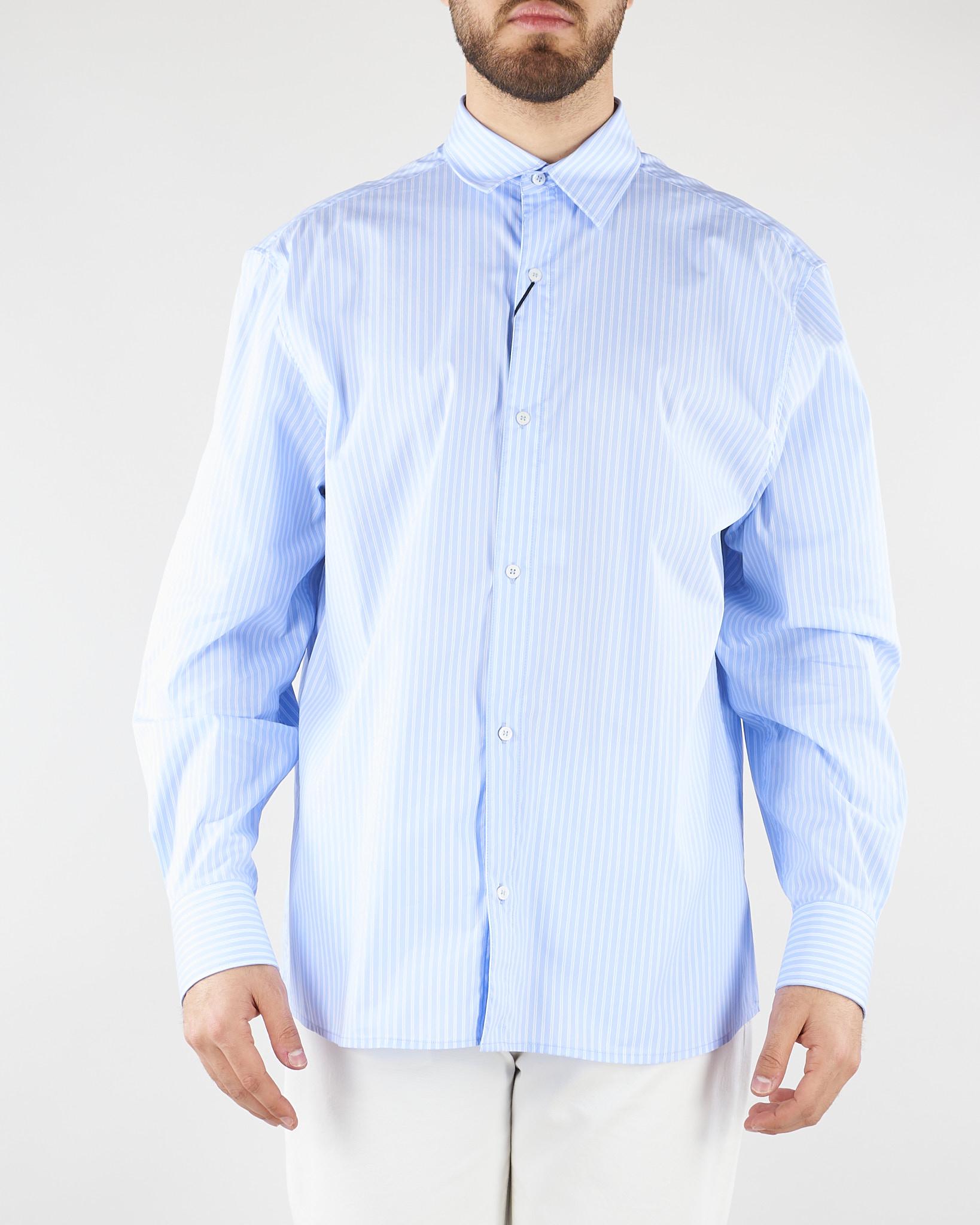 Camicia Celeste a righe in cotone CA3630 18 I'M BRIAN 