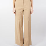 Pantalone Beige palazzo in tela di lana