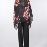 Completo Nero Blusa a fantasia con pantalone wide leg