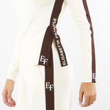 Maglia Milk-Coffee in viscosa con bande lucide<BR/> MK03S56E2 EG2 ELISABETTA FRANCHI 