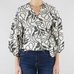 Blusa Bianco-Nero in mussola ricamata PBPGIUSTO 1 PENNY BLACK 