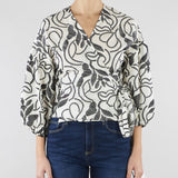 Blusa Bianco-Nero in mussola ricamata PBPGIUSTO 1 PENNY BLACK 