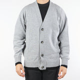 Cardigan Grigio in pura lana con dettagli a contrasto B9F0047 432 AMARANTO 