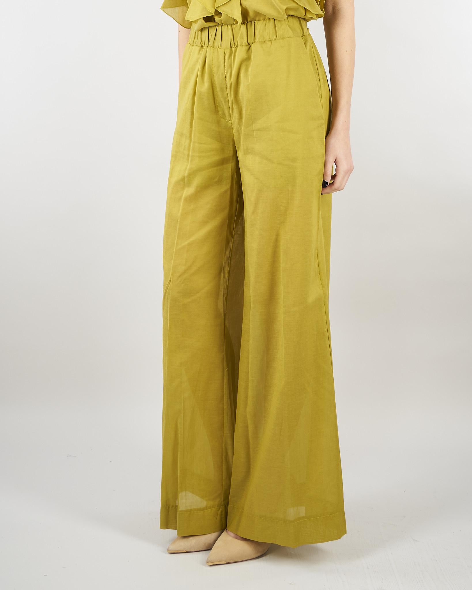 Pantalone Verde Olio wide leg in misto cotone SP5TZ010 2000 ICONA 