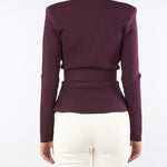 Giacca Merlot in maglia con cintura MK48S57E2 EA4 ELISABETTA FRANCHI 