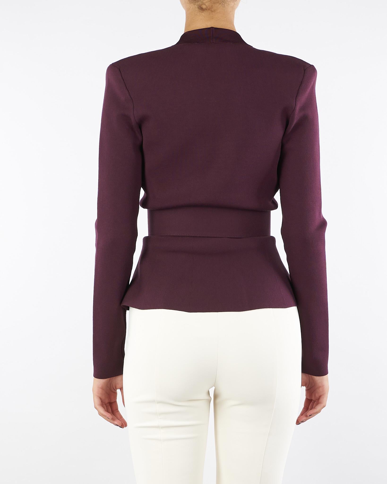 Giacca Merlot in maglia con cintura MK48S57E2 EA4 ELISABETTA FRANCHI 