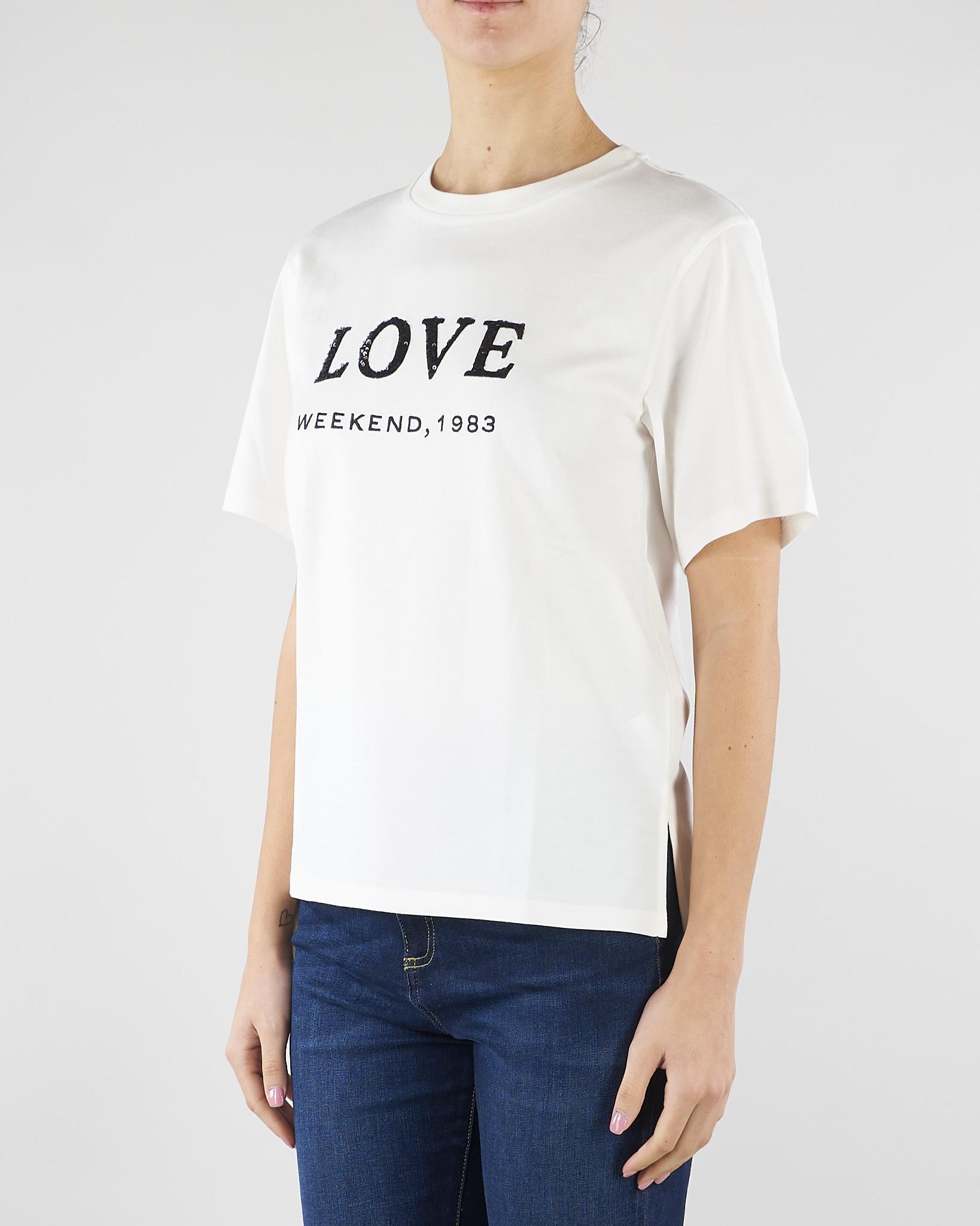 T-shirt Bianco in jersey con stampa e ricamo WKDAGILE 1 MAX MARA WEEKEND 