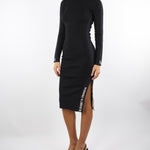 Abito Nero-Milk in viscosa con bande lucide AM03S56E2 EF3 ELISABETTA FRANCHI 