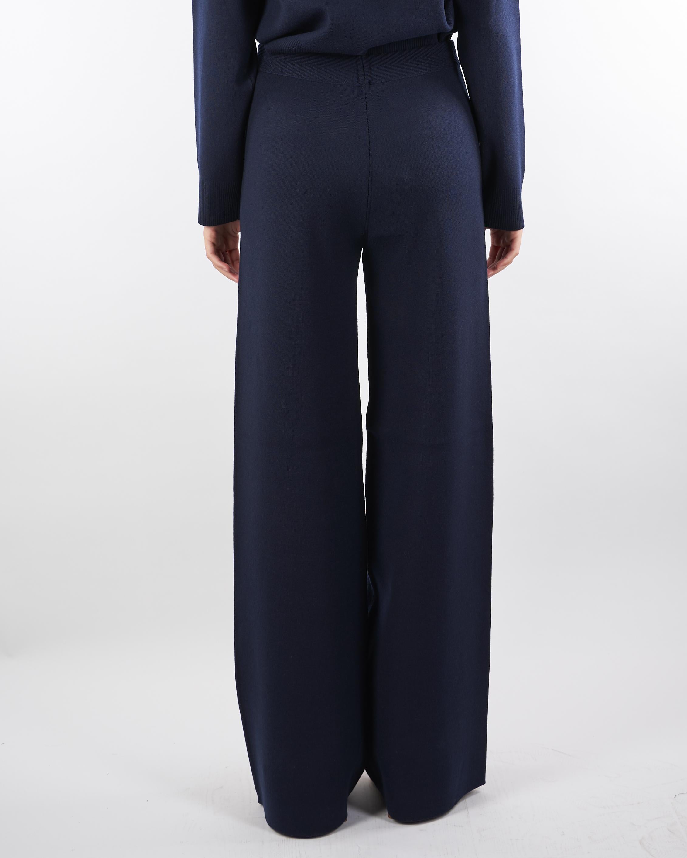 Pantaloni Blu in maglia con bottoni gioiello RF5260MA41R 93812 BLUGIRL 