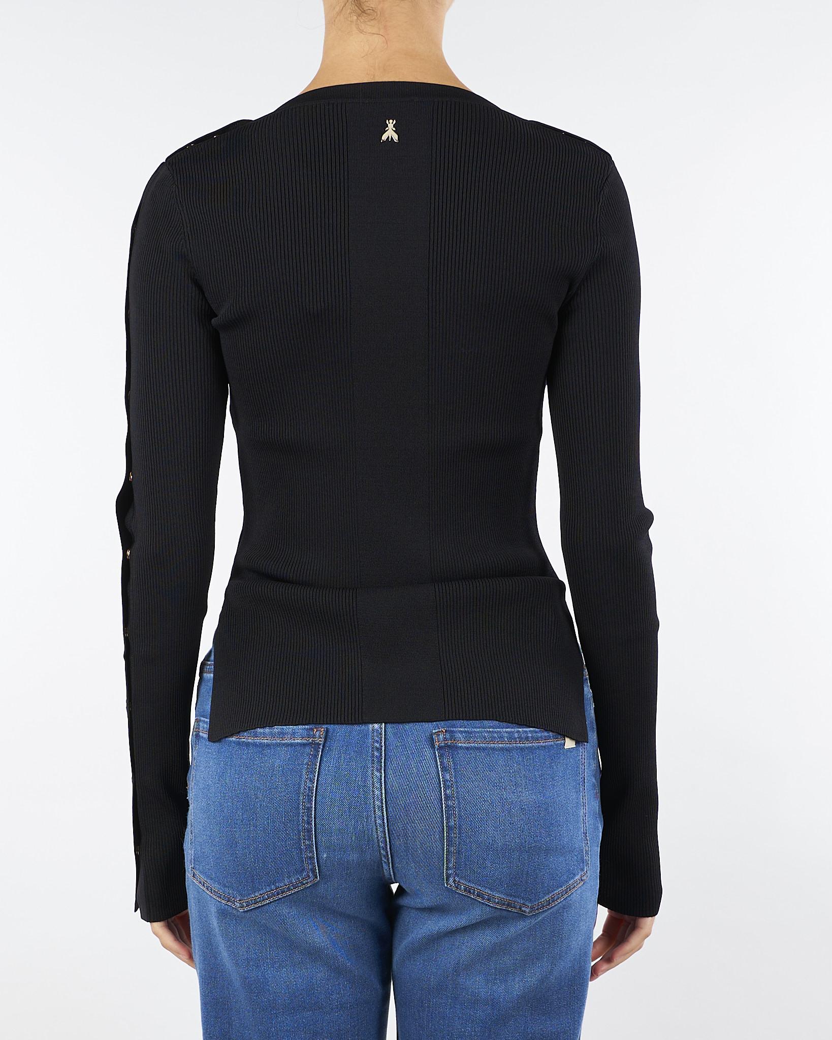 Maglia Nero a costine con scollo a V<BR/> 8K0328K280 K103 PATRIZIA PEPE 