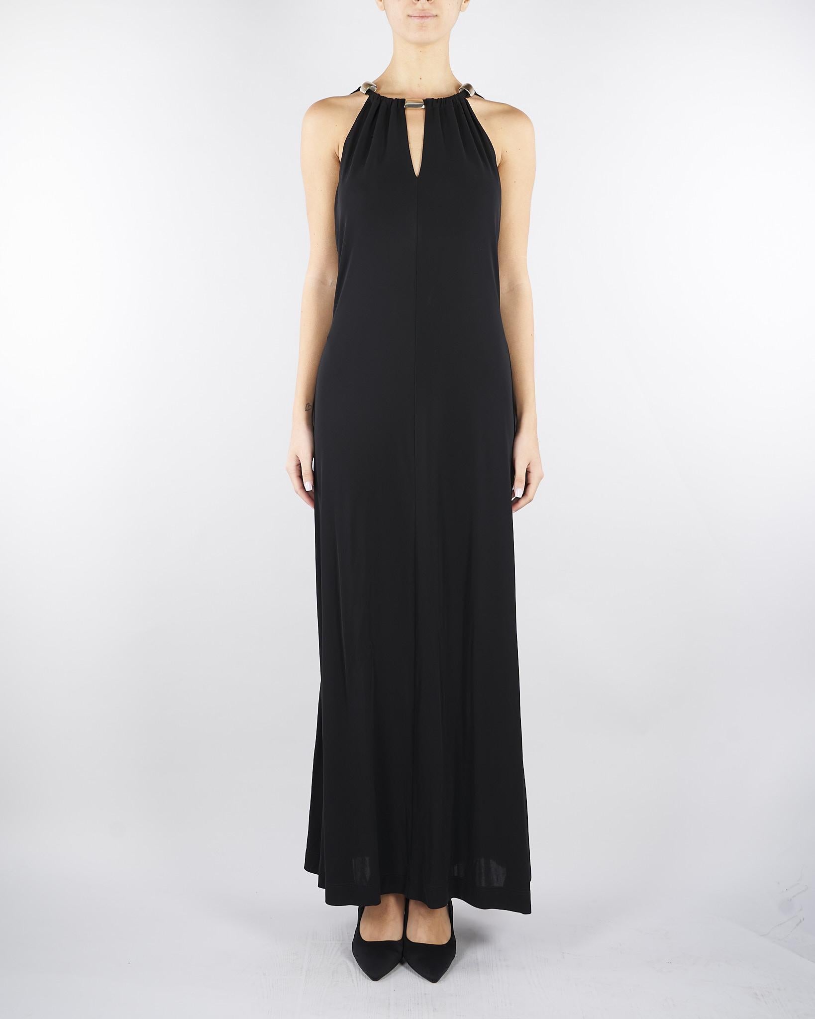 Abito Nero in jersey con accessorio al collo D0241100 01 CLIPS 