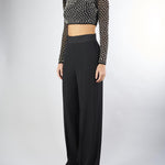 Completo Nero Top con perle e pantalone wide leg AT140 99 ATELIER LEGORA 