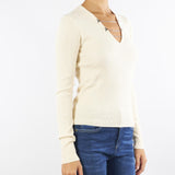 Maglia Crema aderente con catene 2K0331K7S0 W405 PATRIZIA PEPE 