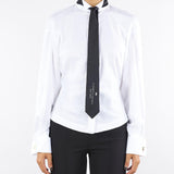 Camicia Bianco-Nero in popeline di cotone con cravatta CA09156E2 221 ELISABETTA FRANCHI 