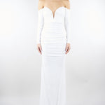 Abito Avorio Red Carpet in jersey crêpe con drappeggi ABR1061E2 360 ELISABETTA FRANCHI 