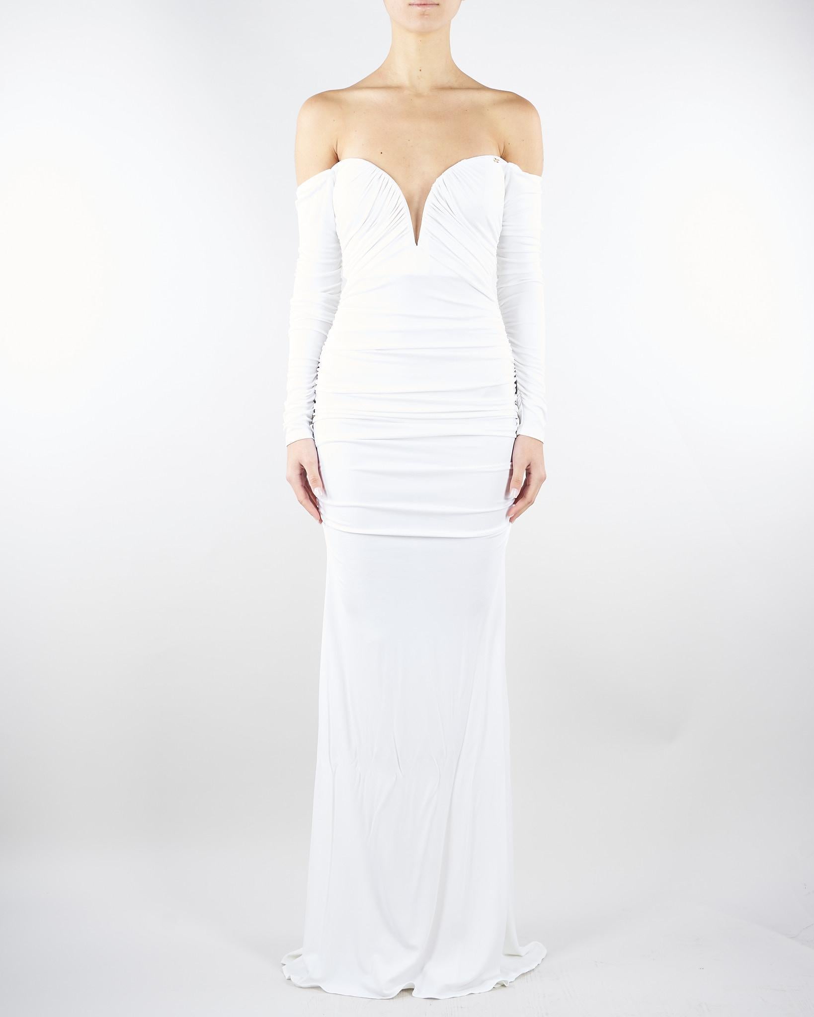 Abito Avorio Red Carpet in jersey crêpe con drappeggi ABR1061E2 360 ELISABETTA FRANCHI 