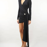 Miniabito in jersey drappeggiato con accessorio gioiello Elisabetta Franchi