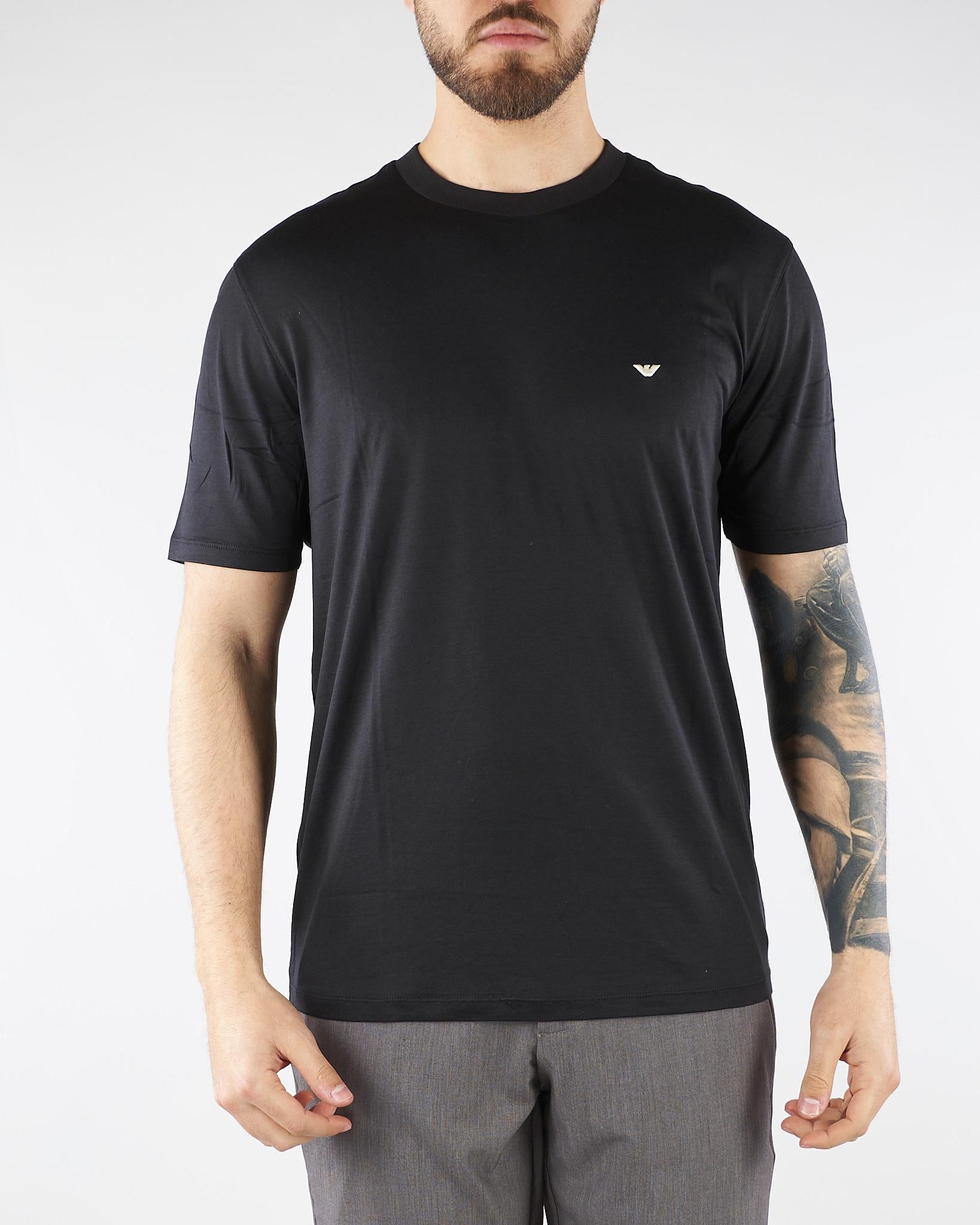 T-shirt Nero in jersey lyocell con logo EM004592AF13747 UC001 EMPORIO ARMANI 
