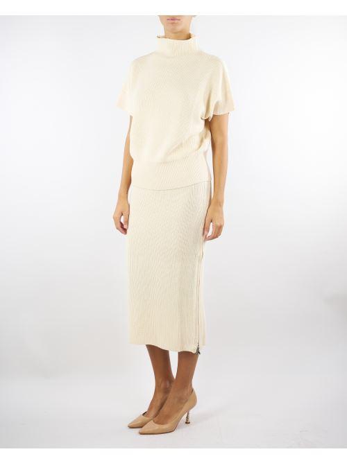 Top Crema smanicato in maglia 2K0351K9O3A W405 PATRIZIA PEPE 