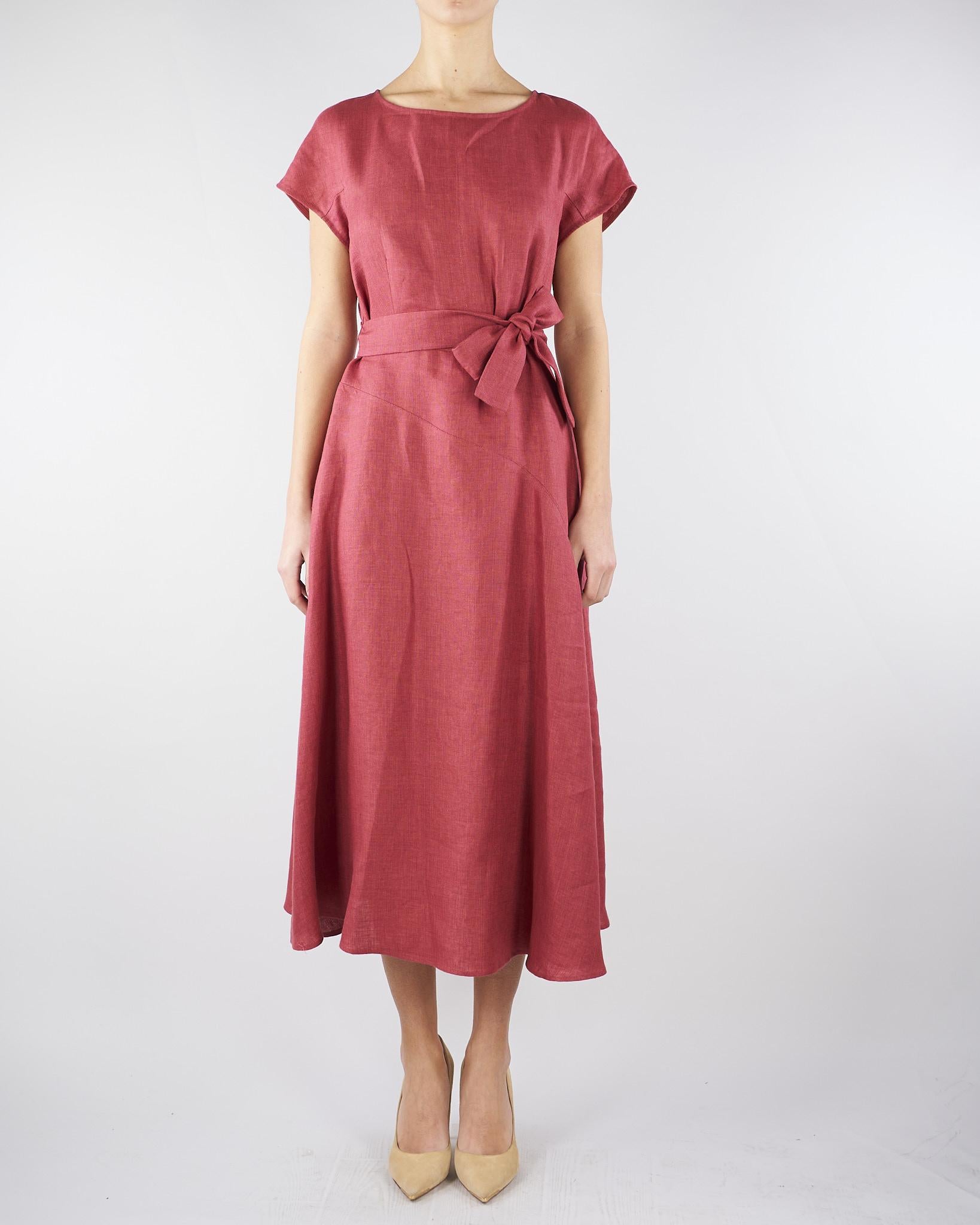Abito midi Ciliegia in canvas di lino WKDESORDIO 34 MAX MARA WEEKEND 