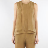 Top Tabacco smanicato in voile unito stropicciato TO0201460238 024 SEVENTY 