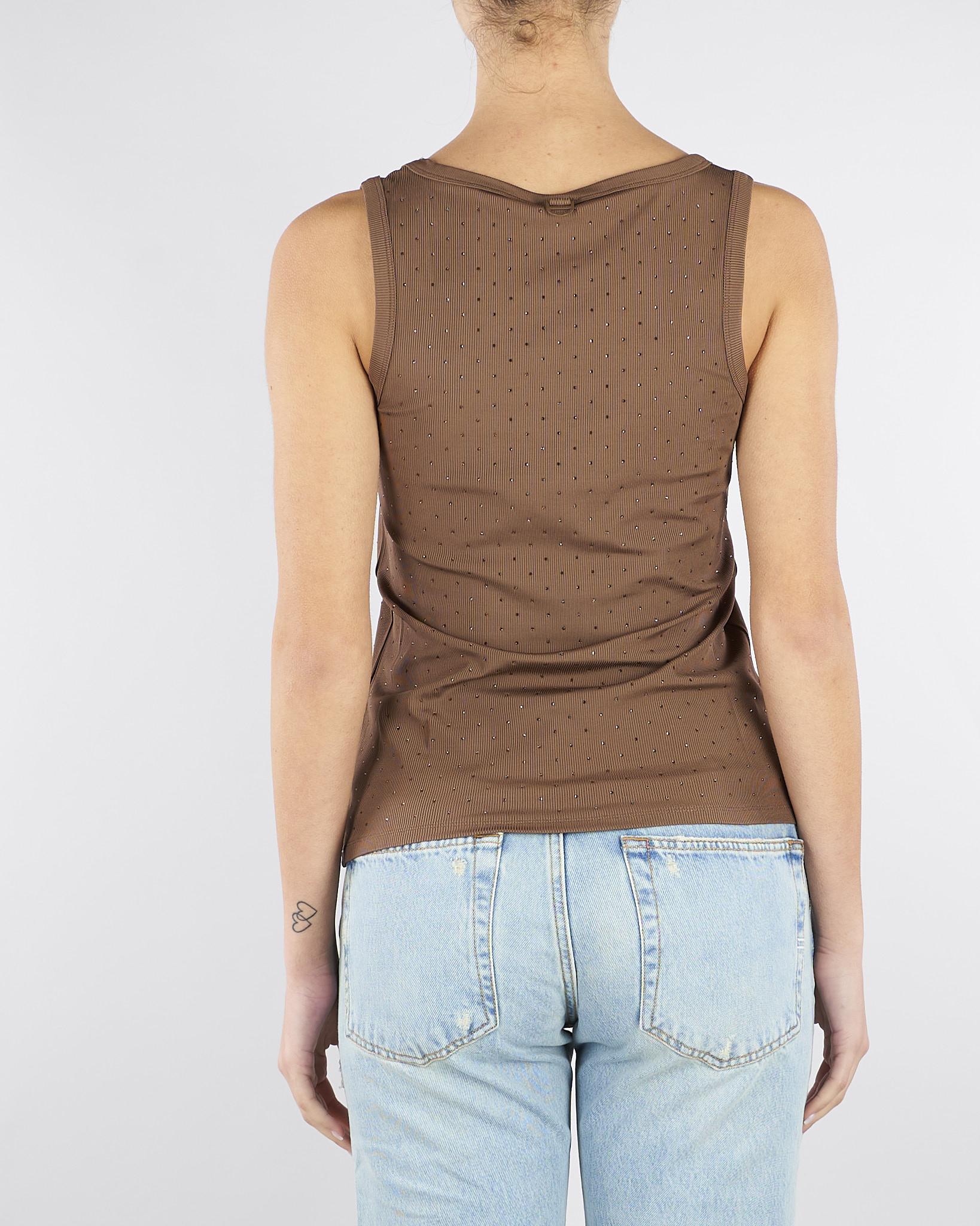 Top Nocciola in jersey lucido con strass all over MLMORATABLING 1 MARELLA 