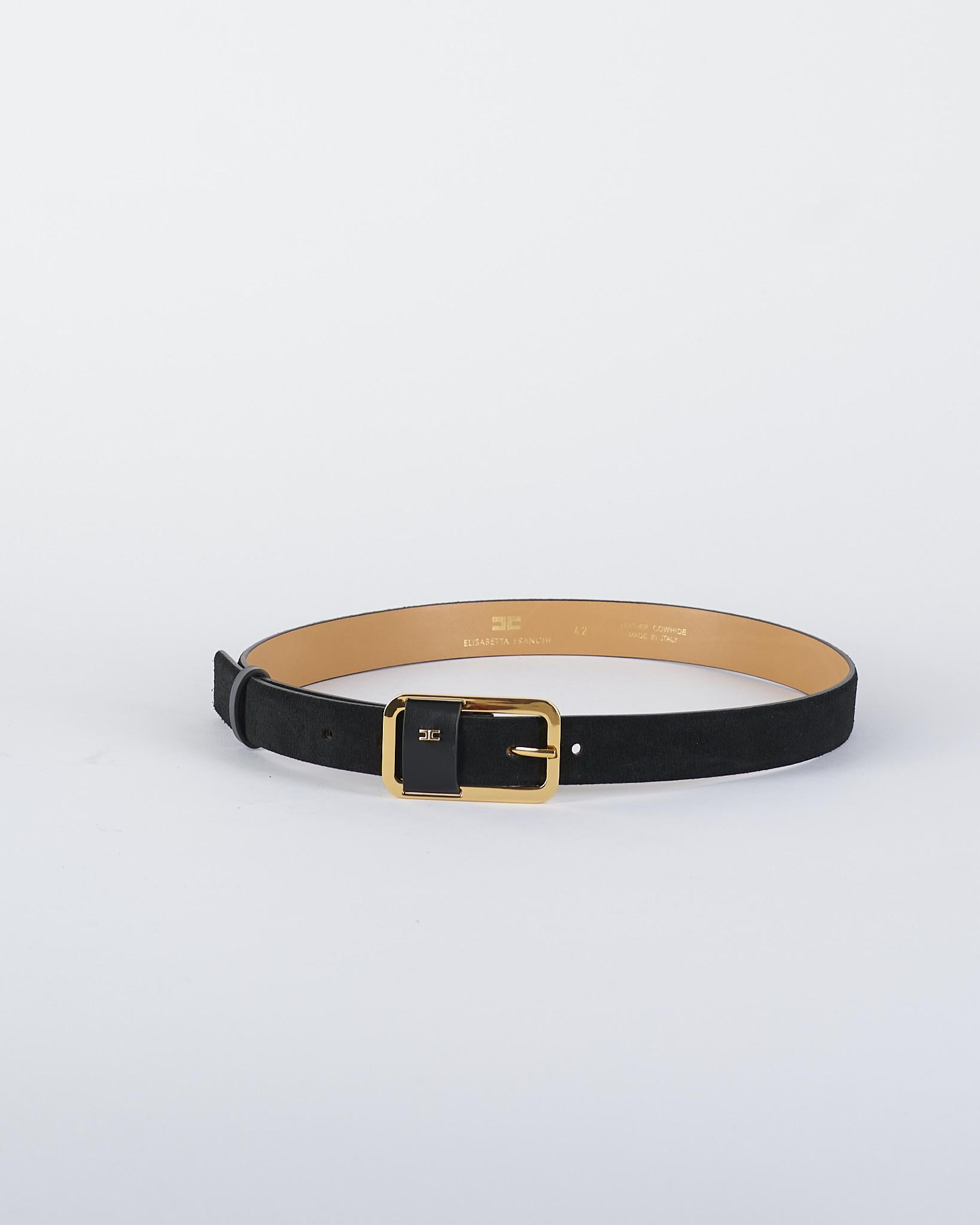 Cintura Nero in pelle con logo a rilievo<BR/> CT42S56E2 110 ELISABETTA FRANCHI 