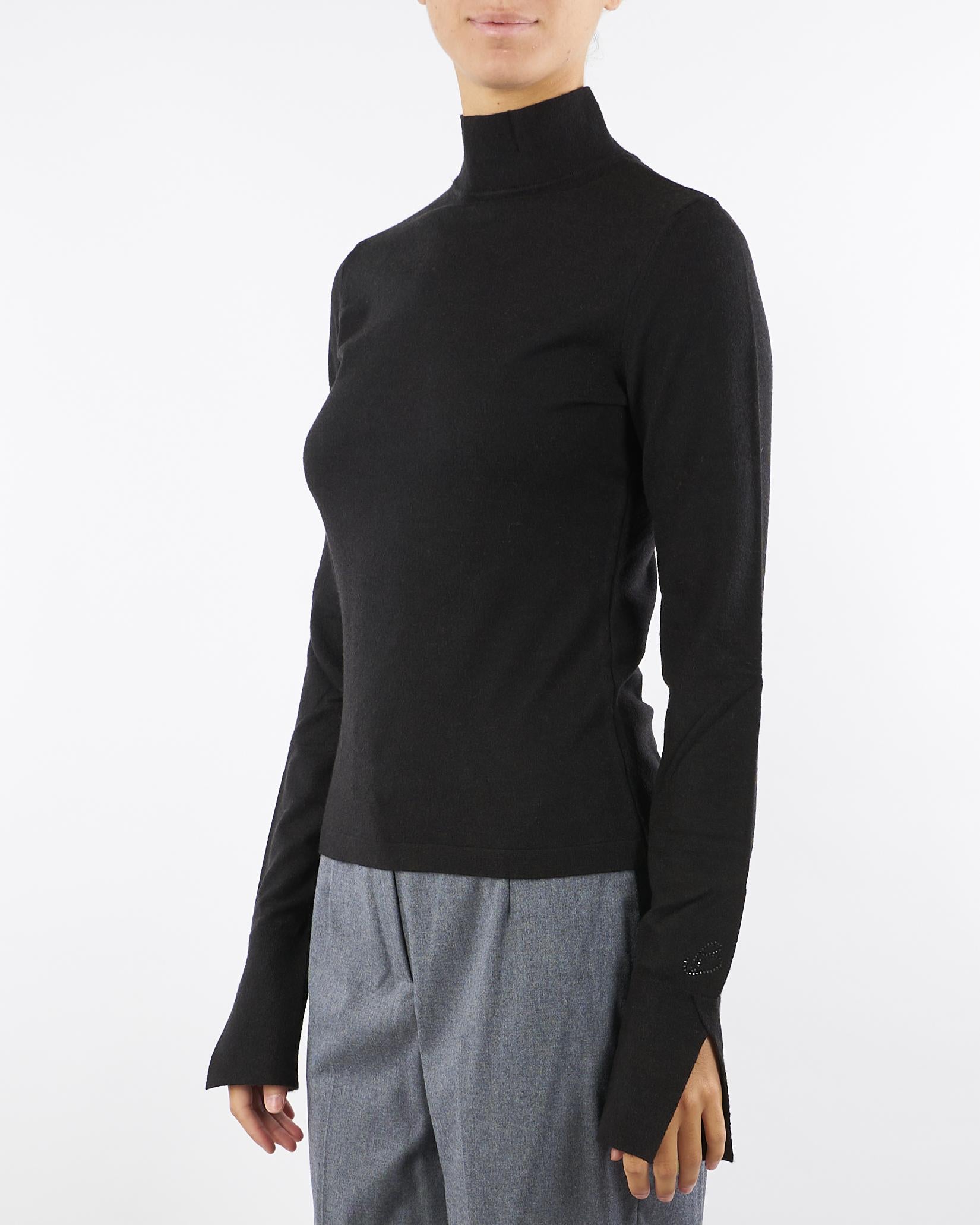 Maglia lupetto Nero in viscosa stretch RF5271MA41R 22222 BLUGIRL 