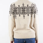 Maglia Beige in lana jacquard con pizzo RF5161MS038 P9158 BLUGIRL 