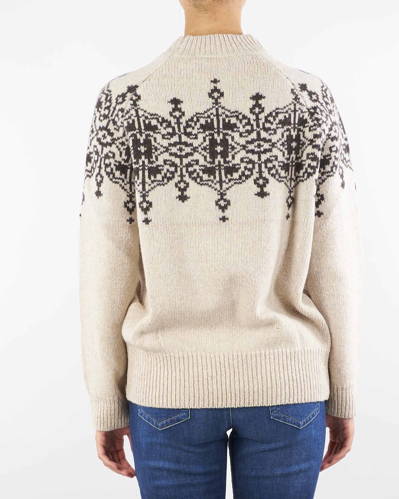 Maglia Beige in lana jacquard con pizzo RF5161MS038 P9158 BLUGIRL 