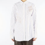 Camicia a righe Bianco con ricamo in paillettes RI5NT066 1041 ICONA 