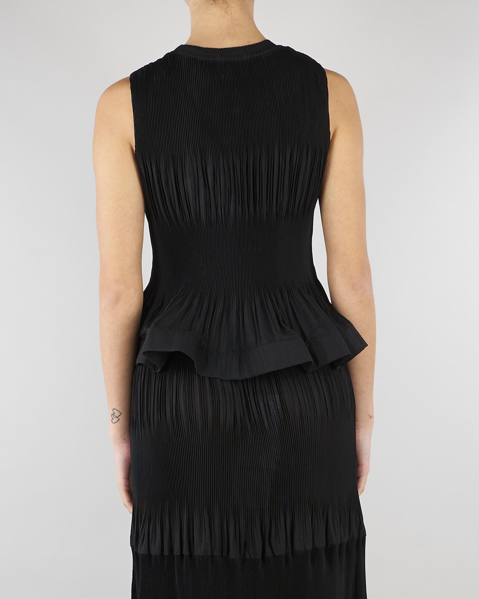 Top Nero plissè con rouches M6EY04 100 MEIMEIJ 