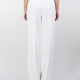 Pantalone dritto in satin di lana