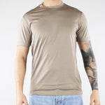 T-shirt Beige in misto lyocell e cotone con logo al fondo EM006691AF10017 U8049 EMPORIO ARMANI 