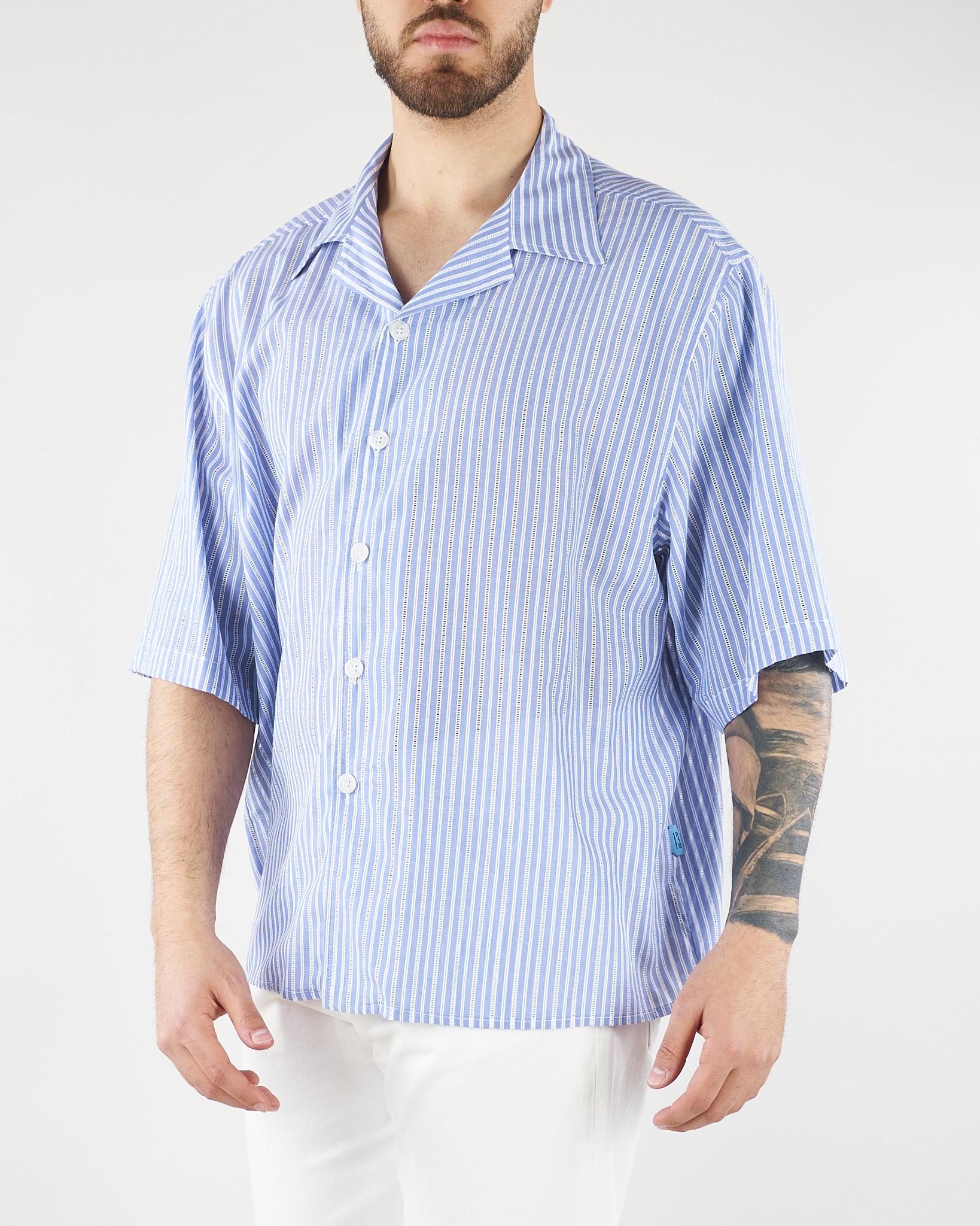 Camicia Blu-Bianco a righe in cotone CAU3DICI013 31 3DICI 