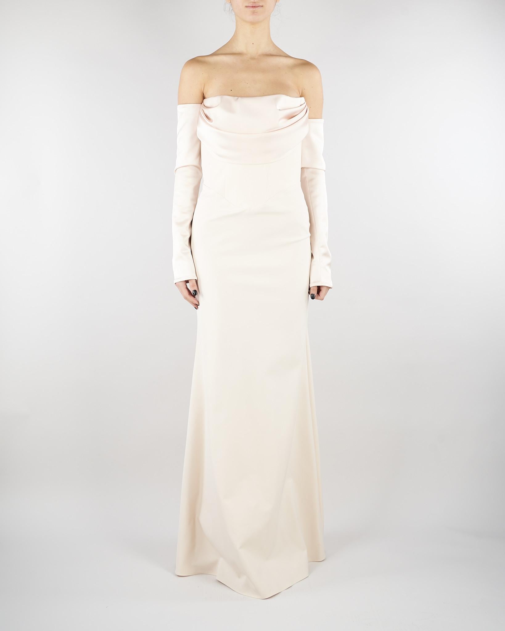 Abito Crema in satin AT120 3 ATELIER LEGORA 