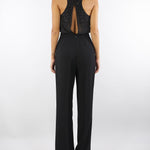 Tuta Nero in georgette e crêpe con cristalli TU06357E2 110 ELISABETTA FRANCHI 