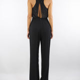 Tuta Nero in georgette e crêpe con cristalli TU06357E2 110 ELISABETTA FRANCHI 