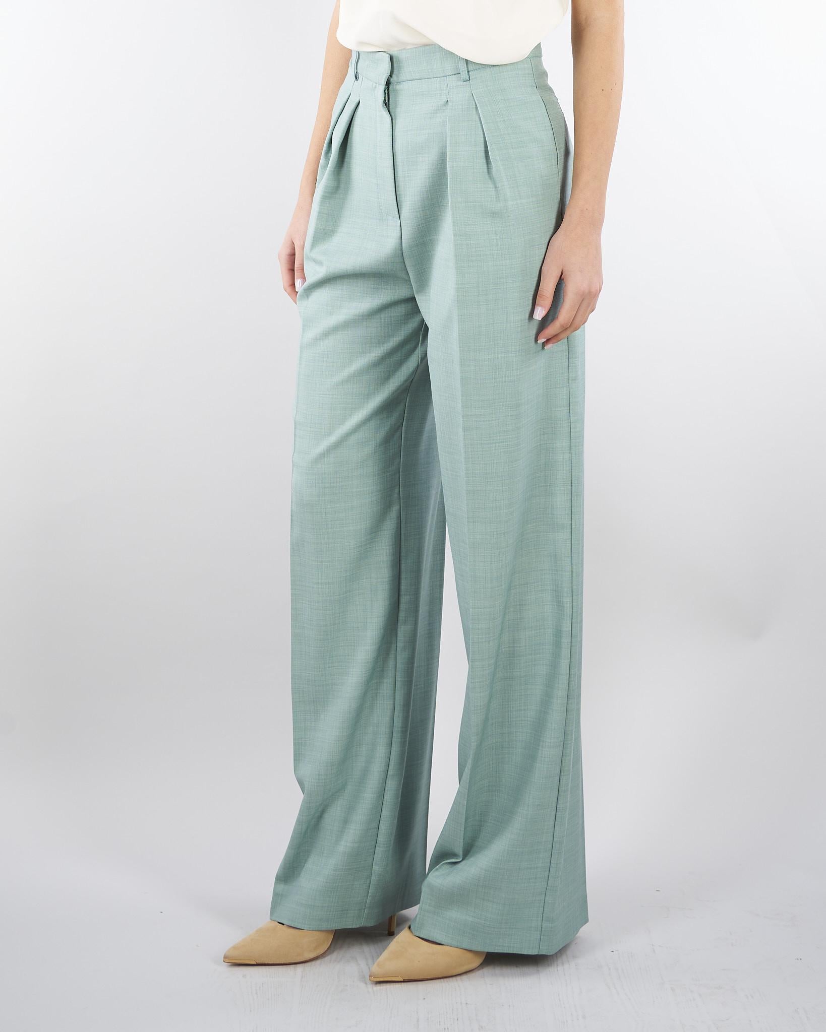 Pantalone Salvia in tramato light PA01201TTEL0014 V0768 SIMONA CORSELLINI 