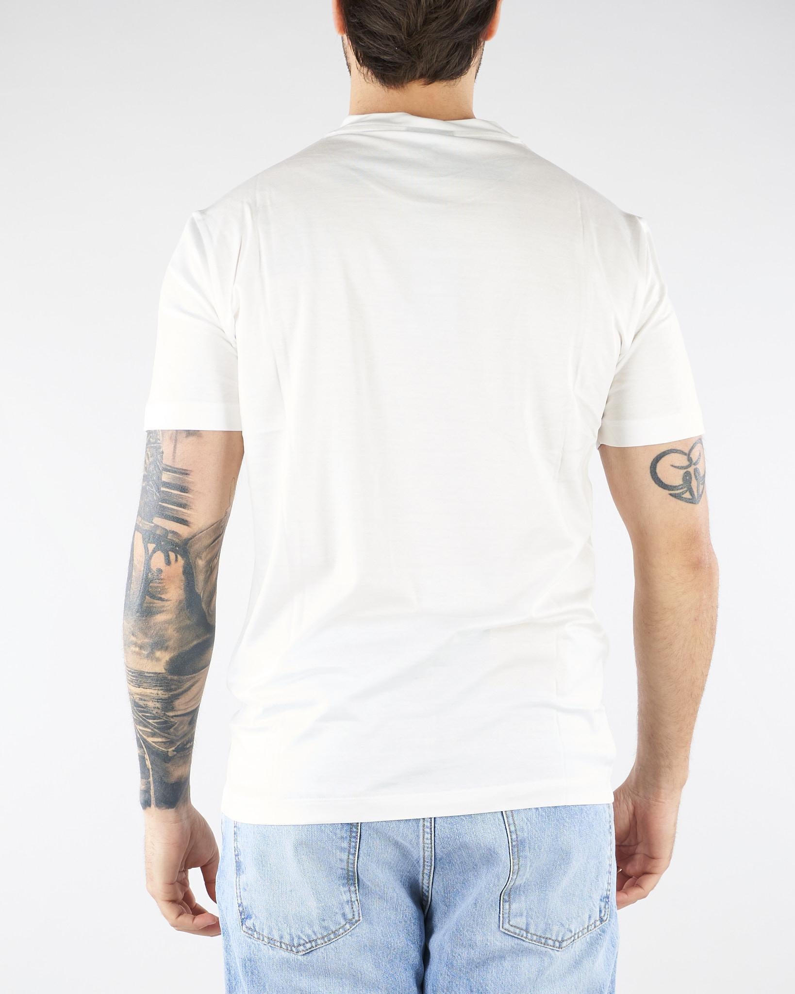 T-shirt Bianco in misto lyocell e cotone con logo al fondo EM006691AF10017 U0003 EMPORIO ARMANI 