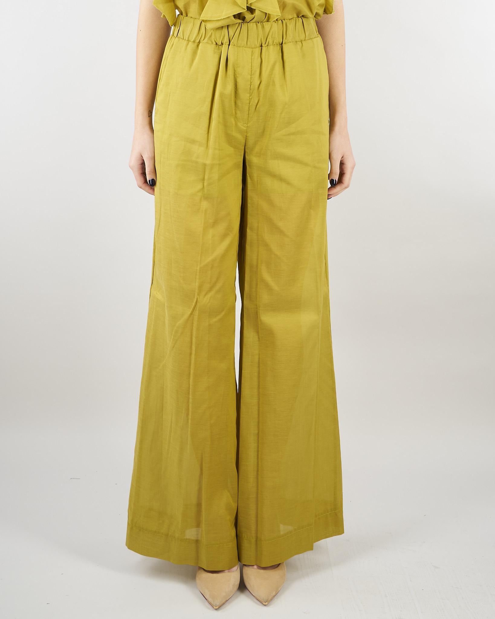 Pantalone Verde Olio wide leg in misto cotone SP5TZ010 2000 ICONA 