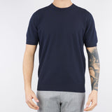 Maglia jacquard Blu in cotone ice crèpe