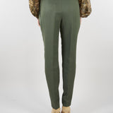 Pantalone Verde carrot in viscosa e lino MSTACERBO 9 MAX MARA STUDIO 