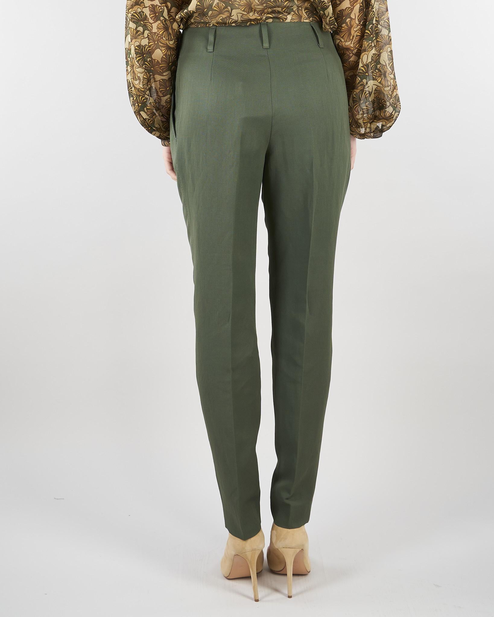 Pantalone Verde carrot in viscosa e lino MSTACERBO 9 MAX MARA STUDIO 
