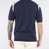 Maglia in seta bicolor Blu-Panna