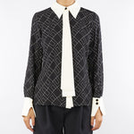 Camicia Nero-Milk in georgette con stampa bi-color CA10456E2 EF3 ELISABETTA FRANCHI 