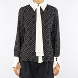 Camicia Nero-Milk in georgette con stampa bi-color CA10456E2 EF3 ELISABETTA FRANCHI 