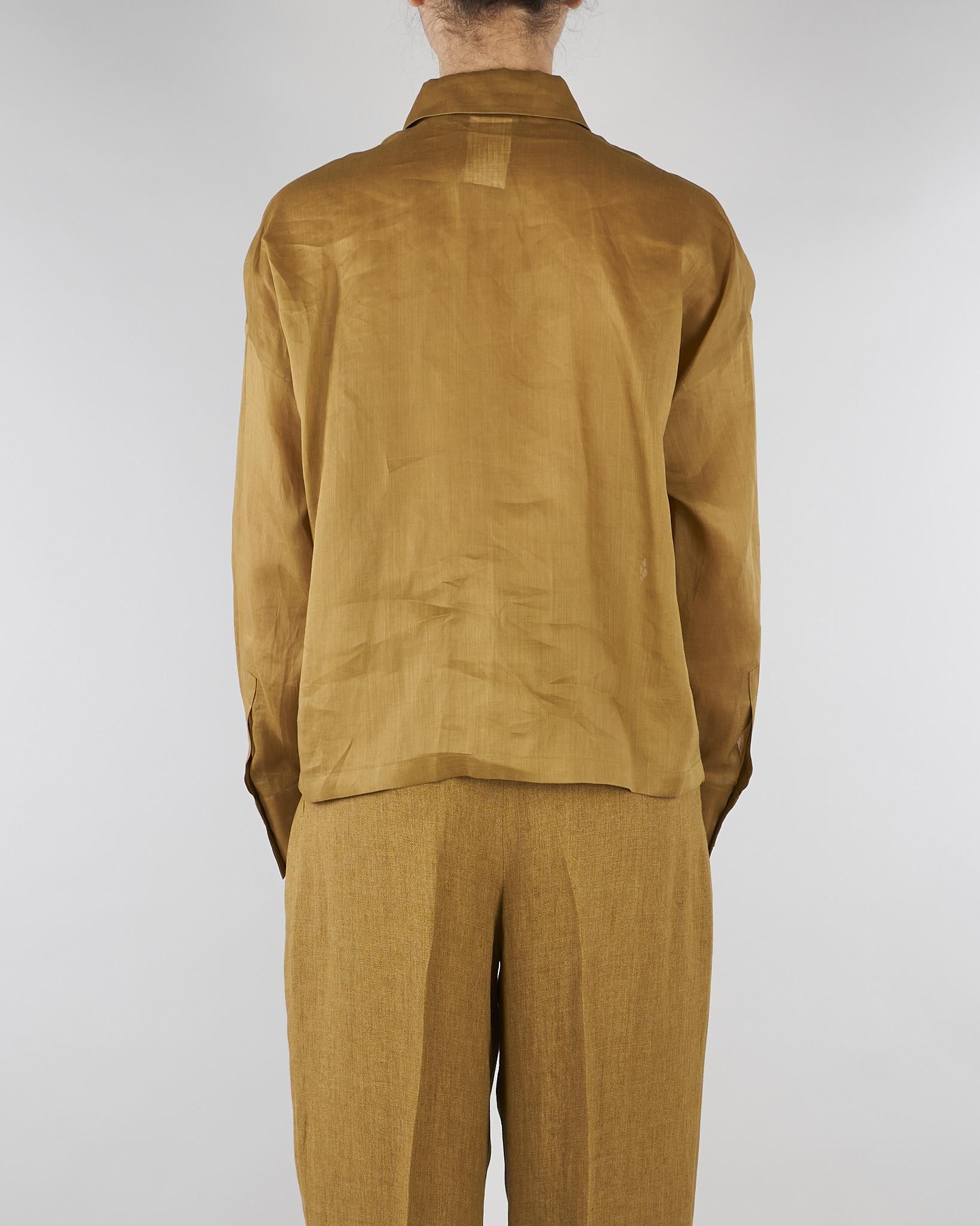 Camicia Senape boxy in tela ramié con ricamo MSTCALI 53 MAX MARA STUDIO 