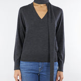 Maglia Antracite in pura lana con sciarpa al collo LAZZARA 4 MARELLA 