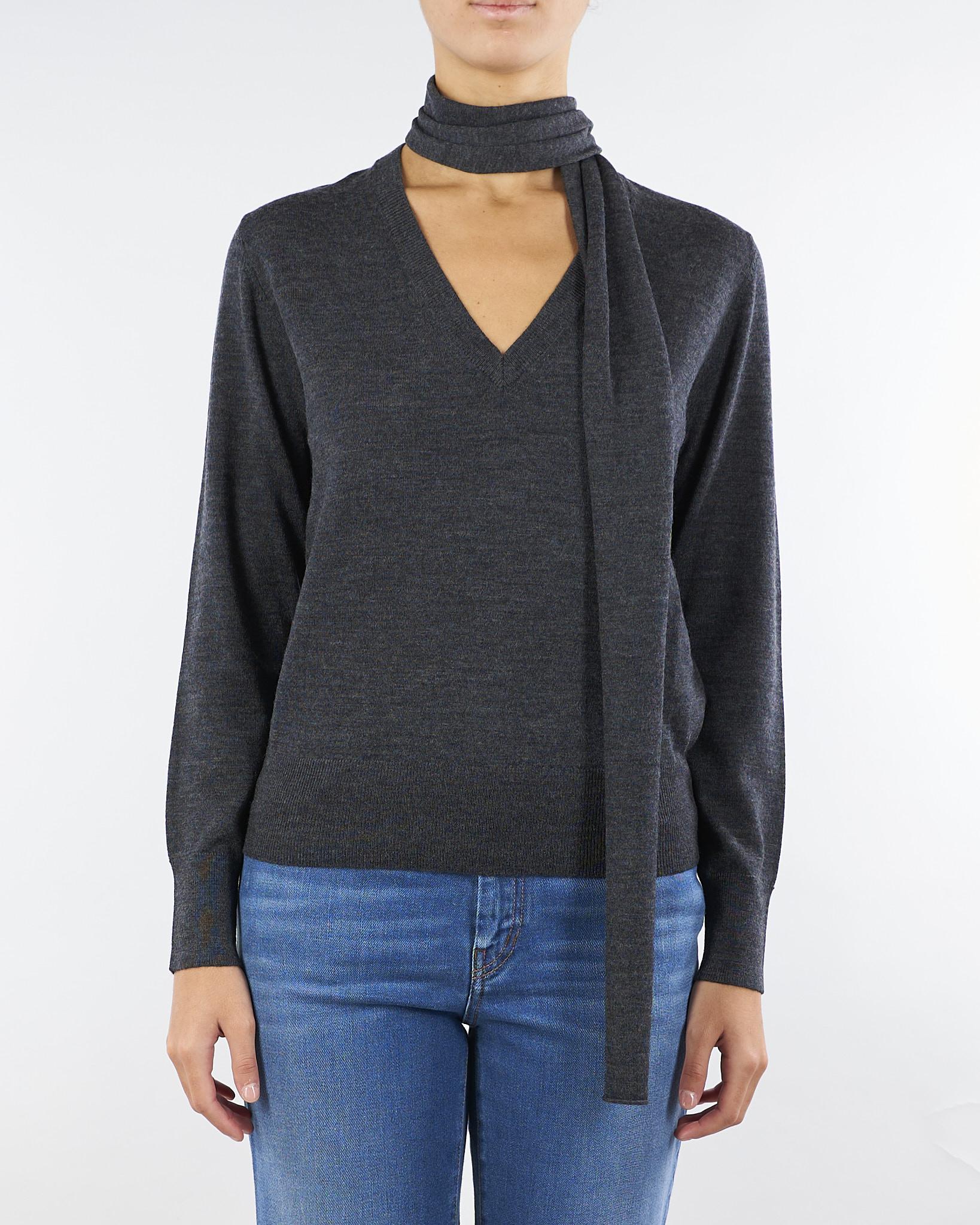 Maglia Antracite in pura lana con sciarpa al collo LAZZARA 4 MARELLA 